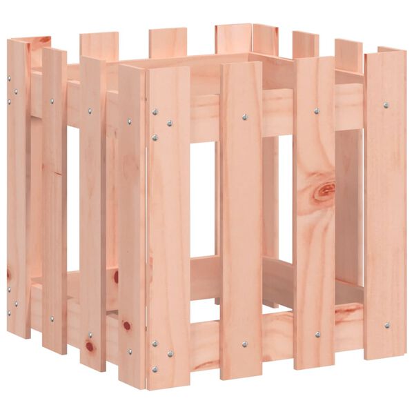 vidaXL Jardinera con diseño de valla madera maciza Douglas 40x40x40 cm