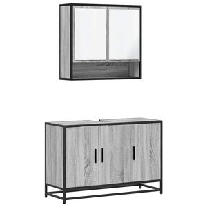 vidaXL Set de muebles de ba&ntilde;o 2 pzas madera contrachapada gris sonoma