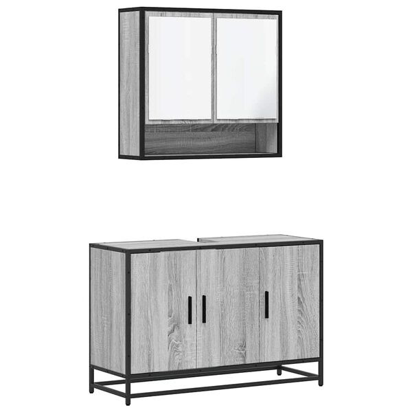 vidaXL Set de muebles de baño 2 pzas madera contrachapada gris sonoma