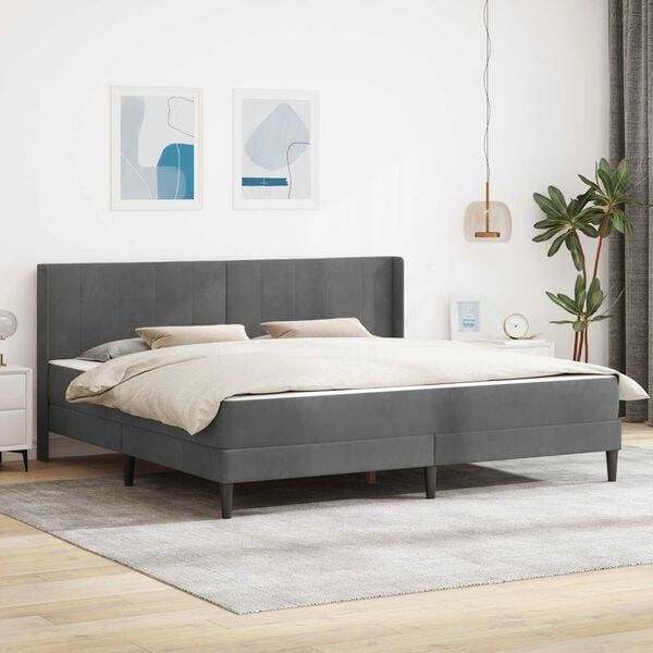 vidaXL Estructura de cama con colch&oacute;n Gris oscuro 200 x 200 cm