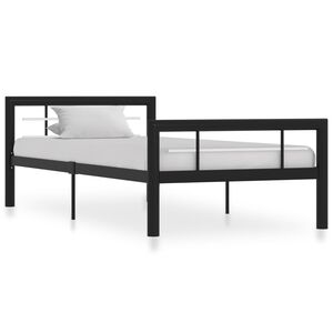 vidaXL Estructura de cama sin colchón metal blanco y negro 100x200 cm