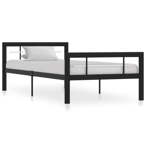 vidaXL Estructura de cama sin colchón metal blanco y negro 100x200 cm