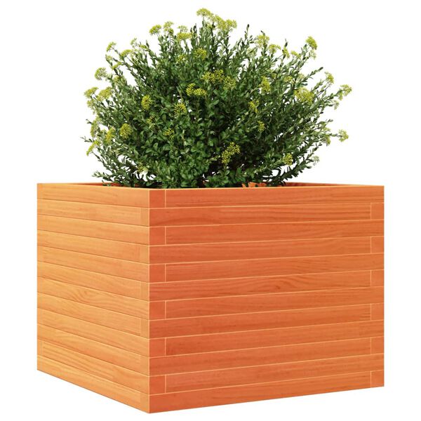 vidaXL Jardinera de madera maciza de pino marr&oacute;n cera 60x60x46 cm