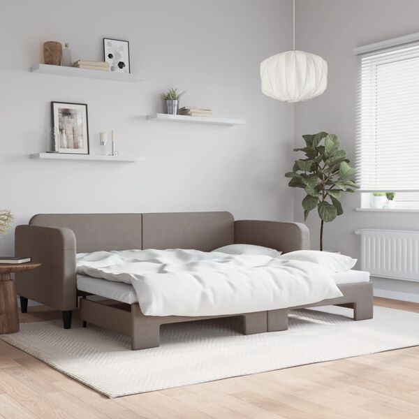 vidaXL Sofá cama nido tela gris taupe 90x200 cm