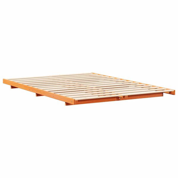 vidaXL Estructura de cama Marrón cera 140 x 210 cm