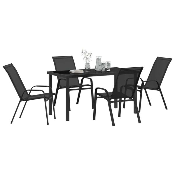 vidaXL Conjunto de Comedor de Jard&iacute;n 5 pcs Negro