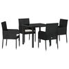vidaXL Conjunto de Comedor de Jard&iacute;n 5 uds. Negro rat&aacute;n sint&eacute;tico
