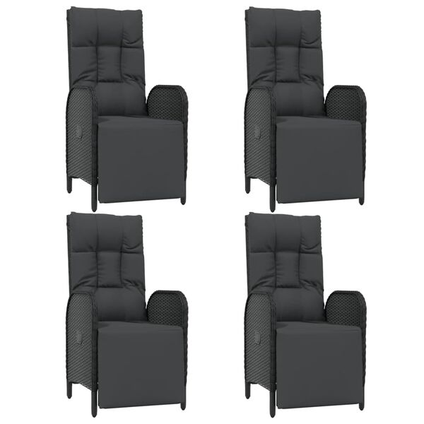 vidaXL Set de muebles jard&iacute;n 5 pzas con cojines rat&aacute;n sint&eacute;tico negro