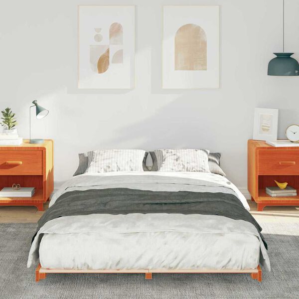 vidaXL Estructura de cama Marr&oacute;n cera 140 x 190 cm