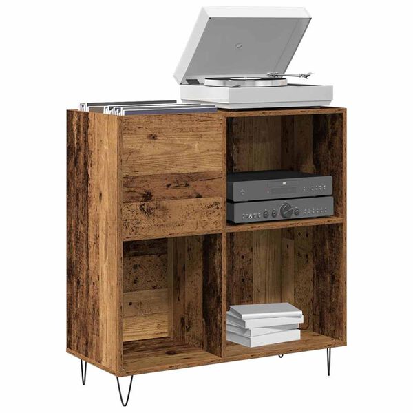 vidaXL Mueble para discos de vinilo Madera envejecida 85 x 38 x 89 cm
