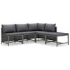 vidaXL Set de muebles de jard&iacute;n 5 pzas y cojines rat&aacute;n sint&eacute;tico gris