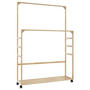 vidaXL Perchero con estantes y ruedas 90x35x155 cm bamb&uacute;