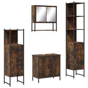 vidaXL Set de muebles ba&ntilde;o 4 pzas madera contrachapada roble ahumado