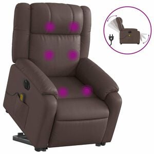 vidaXL Sill&oacute;n de masaje elevable el&eacute;ctrico cuero sint&eacute;tico marr&oacute;n