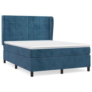 vidaXL Cama box spring con colch&oacute;n terciopelo azul oscuro 140x200 cm