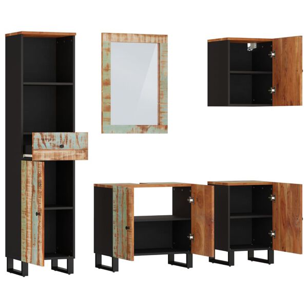 vidaXL Conjunto de muebles de ba&ntilde;o 5 piezas madera maciza reciclada