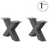 vidaXL Patas para mesa de centro en forma de X (2 unidades), antracita, 50 x (30-31) cm, acero