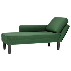 vidaXL Chaise longue con coj&iacute;n de tela de pana verde oscuro