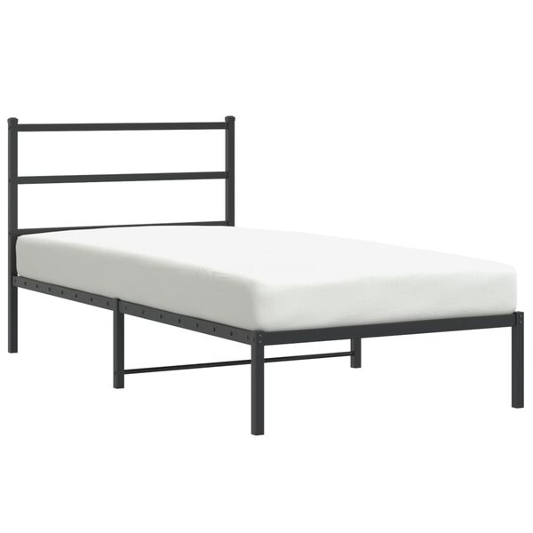 vidaXL Estructura cama sin colch&oacute;n con cabecero metal negro 100x190 cm