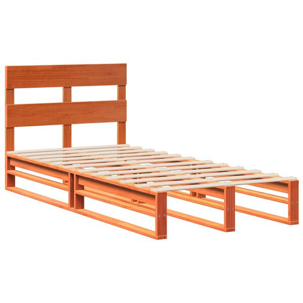 vidaXL Estructura de cama sin colch&oacute;n madera maciza marr&oacute;n 90x190 cm