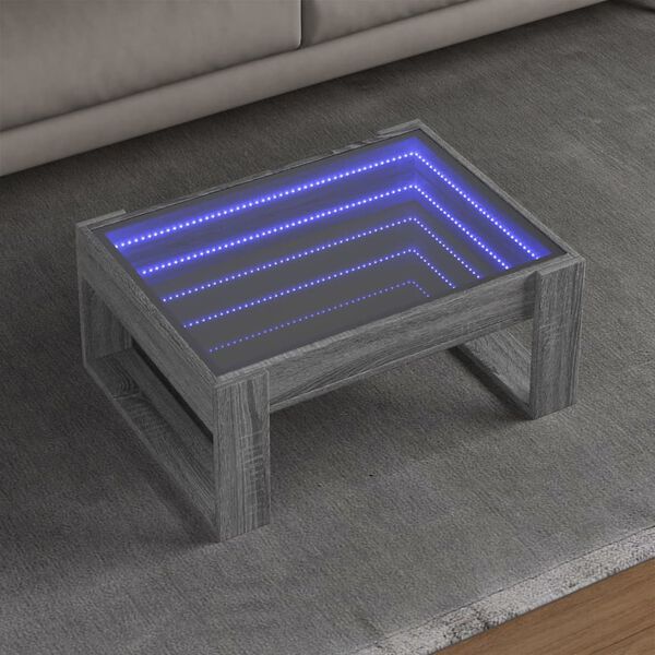 vidaXL Mesa de centro con Infinity LED gris Sonoma 70x53x30 cm