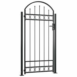 vidaXL Puerta de valla con arco y 2 postes negra 105x204 cm