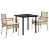 vidaXL Set comedor de jard&iacute;n 3 pzas con cojines rat&aacute;n sint&eacute;tico beige