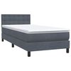 vidaXL Cama box spring con colch&oacute;n terciopelo gris oscuro 100x220 cm