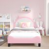 vidaXL Cama para ni&ntilde;os con cabecero con cabecera Rosa 90 x 200 cm PU