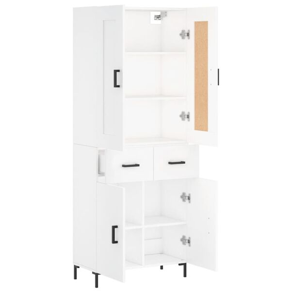 vidaXL Aparador alto madera contrachapada blanco 69,5x34x180 cm