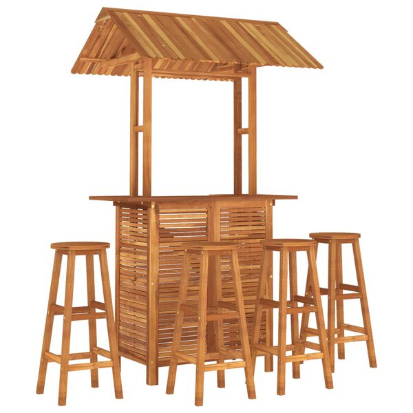 vidaXL Juego muebles de bar de jard&iacute;n 5 piezas madera maciza de acacia