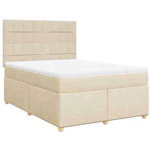 vidaXL Cama box spring con colch&oacute;n tela color crema 140x200 cm