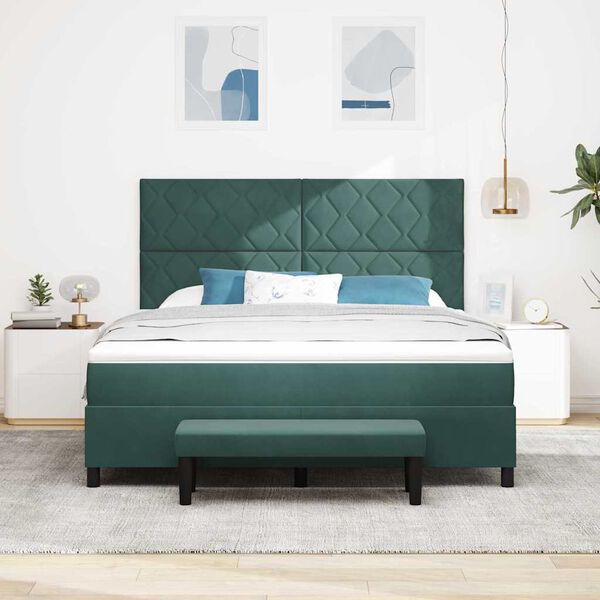 vidaXL Cama tipo Box Spring Verde oscuro 180 x 200 cm Terciopelo