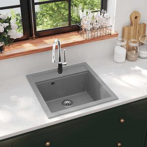 vidaXL Fregadero de cocina de granito con un seno gris