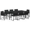 vidaXL Conjunto de Comedor de Jard&iacute;n 9 uds. Negro rat&aacute;n sint&eacute;tico