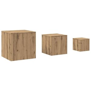 vidaXL Mesas auxiliares 3 uds madera de ingenier&iacute;a roble artisan