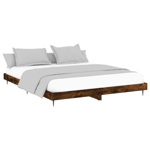 vidaXL Estructura de cama sin colch&oacute;n madera roble ahumado 150x200 cm