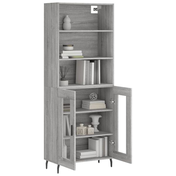 vidaXL Aparador alto madera contrachapada gris sonoma 69,5x34x180 cm