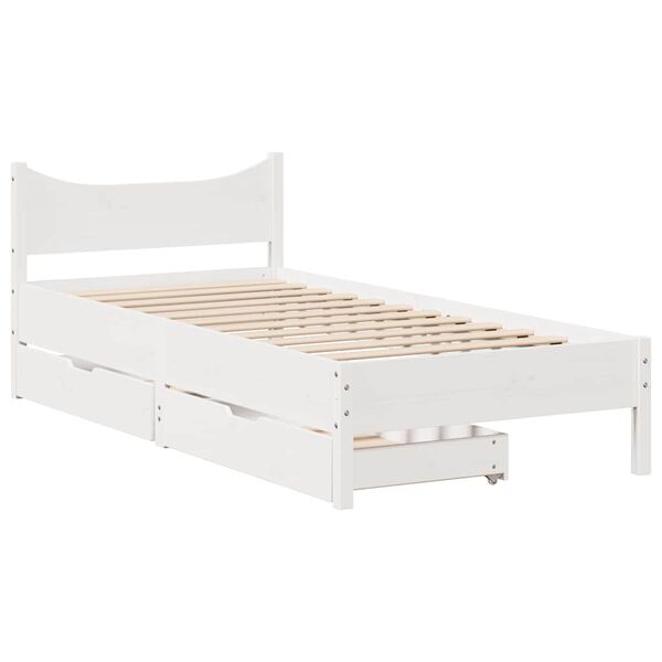 vidaXL Estructura cama con cajones madera maciza pino blanca 90x190 cm