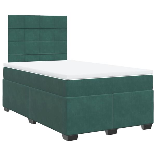 vidaXL Cama box spring con colch&oacute;n terciopelo verde oscuro 120x190 cm