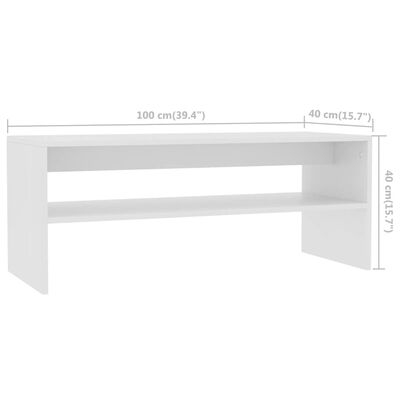 vidaXL Mesa de centro de madera contrachapada blanco 100x40x40 cm