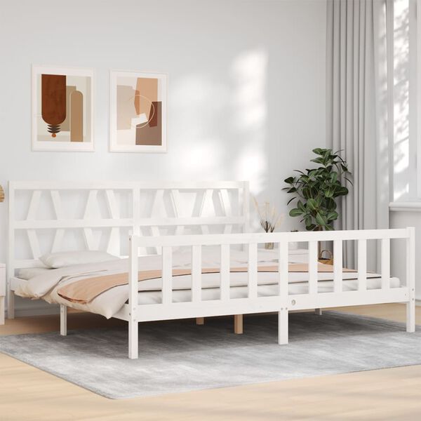 vidaXL Estructura de cama sin colch&oacute;n madera maciza blanca 200x200 cm