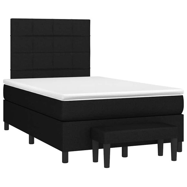 vidaXL Cama box spring con colch&oacute;n tela negro 120x190 cm