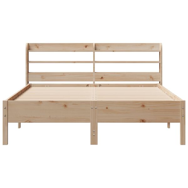 vidaXL Estructura de cama sin colch&oacute;n madera maciza de pino 135x190 cm