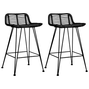 vidaXL Taburetes de cocina 2 unidades rat&aacute;n negro