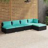 vidaXL Set de muebles de jard&iacute;n 5 pzas y cojines rat&aacute;n sint&eacute;tico negro