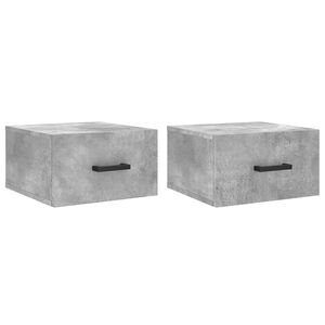 vidaXL Mesitas de noche de pared 2 uds color gris hormig&oacute;n 35x35x20 cm