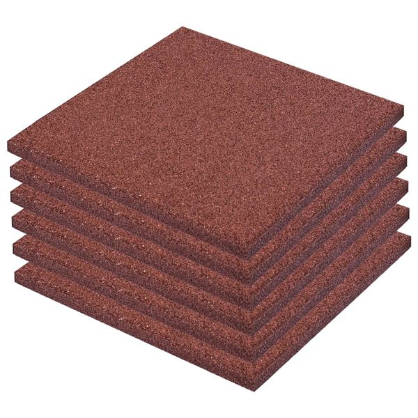 vidaXL Losetas de goma protección de caídas 6 unidades 50x50x3cm rojo