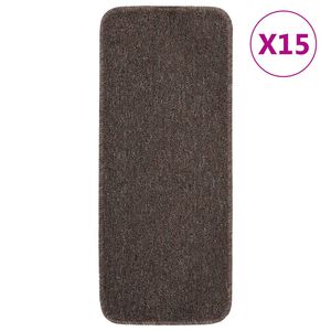 vidaXL Alfombrillas de escalera 15 uds marr&oacute;n rectangular 60x25 cm