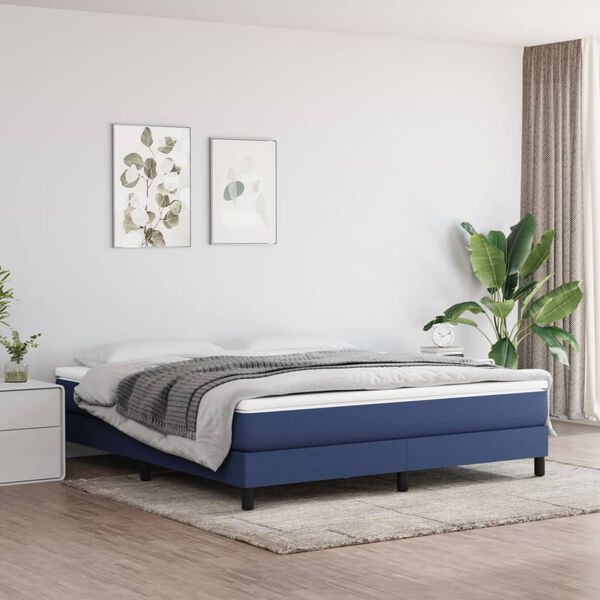 vidaXL Cama box spring con colchón tela azul 180x200 cm